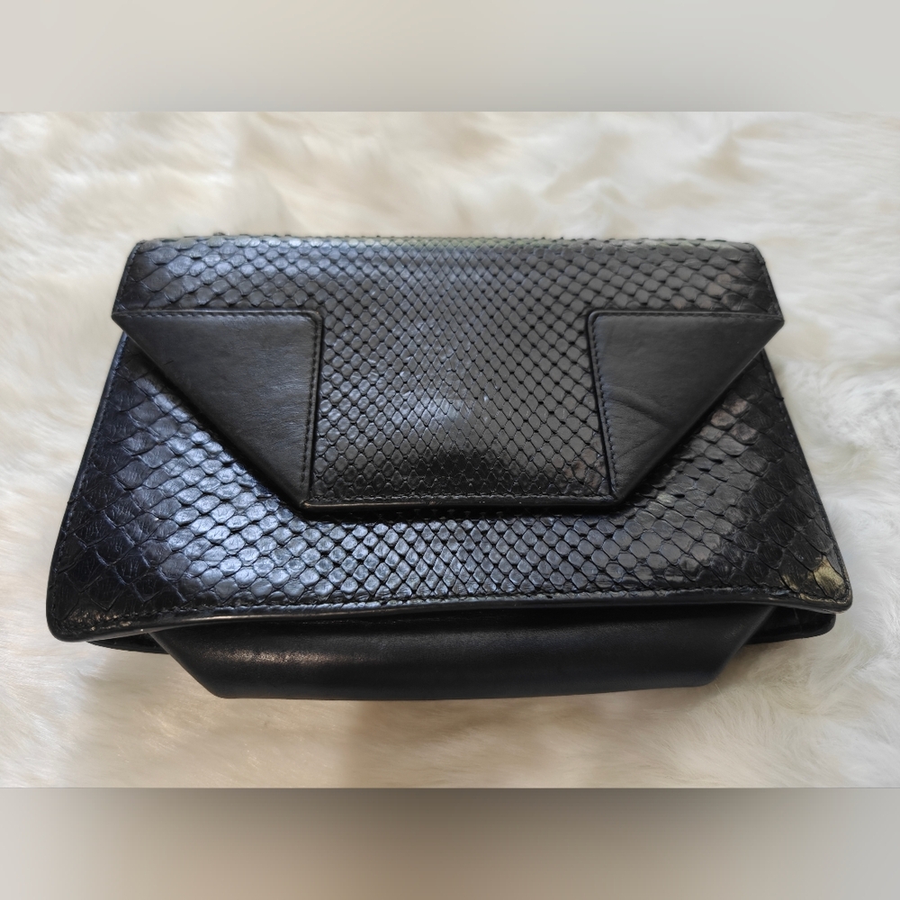 Saint Laurent Black Python and Leather Betty Shoulder Bag